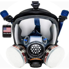 Parcil Distribution PT-100 Полнолицевая респираторная маска с органическими парами и частицами, двойная фильтрация активированным углем, полнолицева