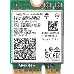 Беспроводная карта Intel AX201NGW Wi-Fi 6 AX201 - Bluetooth 5.1-2.4 ГГц - 5 ГГц - M.2 2230-2.4 Гбит/с - Двухдиапазонный (обновленный)