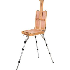 Tragbarer Ölfarbkasten aus Massivholz für Erwachsene - Staffelei Skizzierset mit Lift für Künstler - ideal für Outdoor-Malerei und Reisen - Argento Finish