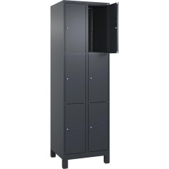 C + P Möbelsysteme C+P | 3er-Schließfachschrank Classic Plus | 2 Abteile | grau | B 600 mm | 6 Fächer | mit Füßen