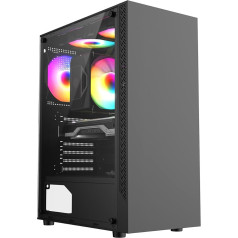 Игровой компьютерный корпус ionz KZ08 V3, корпус Mid Tower, M-ATX и ATX с закаленным стеклом (с 1 вентилятором FRGB, черный)