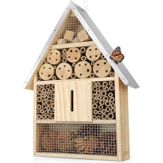 WILDLIFE HOME Большой отель для насекомых - натуральный и погодоустойчивый, дом для насекомых из натурального дерева для пчел, диких пчел, божьих 