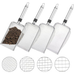 Rhyhome Набор из 4 садовых сит из нержавеющей стали с ручкой Компостное сито для семян песка садоводства (2/2,8/3,8/5 мм ячейки)