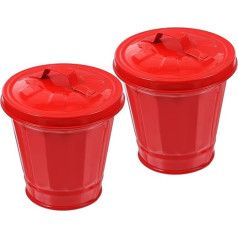 Operitacx Комплект из 2 оцинкованных мусорных ведер с крышкой, мини корзины для мусора, маленькие металлические ведра с крышкой, мини корзина дл