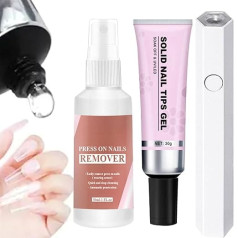 Gelkleber für falschen Nagel - gefälschtes Acryl -Nägel -Kit, schnell trocknende Klebstoff feste Strasskleber mit Entferner für Presse auf Nägeln, Salonkunst, Lampenhärtung benötigt
