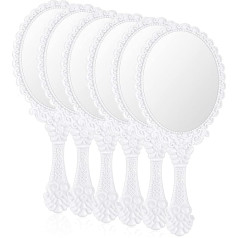 mollensiuer Handspiegel aus Kunststoff, Vintage, kompakt, Reisespiegel, Gesicht, Vintage-Handspiegel, Kosmetik-Handspiegel für Salon, Reisen, Camping, Alltag, Heimwerken, Weiß, 6 Stück