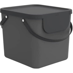 Корзина для белья Rotho Albula 40 л с крышкой, пластик (переработанный полипропилен), антрацит, 40 л (40,0 x 35,8 x 34,0 см)