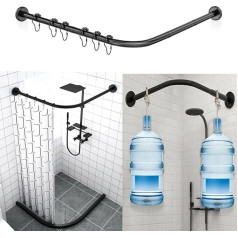 AUBWIG Карниз для душа, эластичная нержавеющая сталь, L-образная форма для ванной комнаты, угловой карниз для душа, без сверления для магазина 