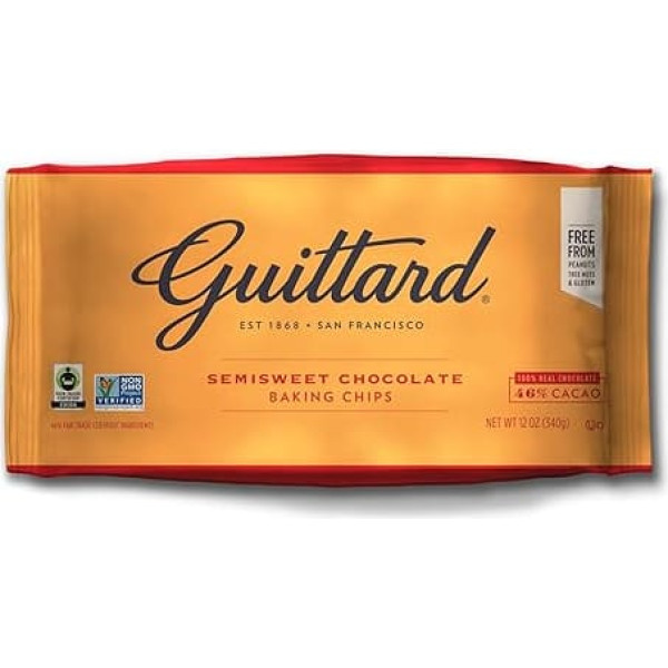 Шоколадная стружка Guittard Semi Sweet - высококачественная стружка темного шоколада из Сан-Франциско 12 унций - идеально подходит для выпечки, горя