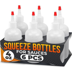 6 пластиковых бутылок для специй - 4 унции пустых бутылок для жидкости Пластиковые бутылки с крышками, бутылки для выдавливания, 4 унции буты