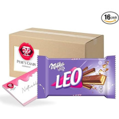 Pere's Candy Bundle на 16 х 33,3 г Milka LEO Хрустящие вафли с кремовой начинкой + Pere's Candy Блокнот DIN A7 25 листов