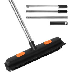 Резиновая щетка со скребком, резиновая щетка для ковров с длинной ручкой 48 дюймов, щетка для удаления шерсти домашних животных, инструмент 