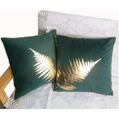 ZUODO зеленый бархат красочные золотые листья фольги печать квадратные подушки крышка 40x40 см (16 