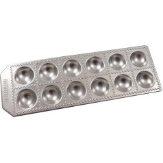 Fackelmann 40926 Домашние равиоли Круглая форма на 12 отпечатков. 34 x 11,5 x 2 см, Sybaris, (Цвет: Серебристый), Количество: 1 шт, алюминий, серебристый/черный