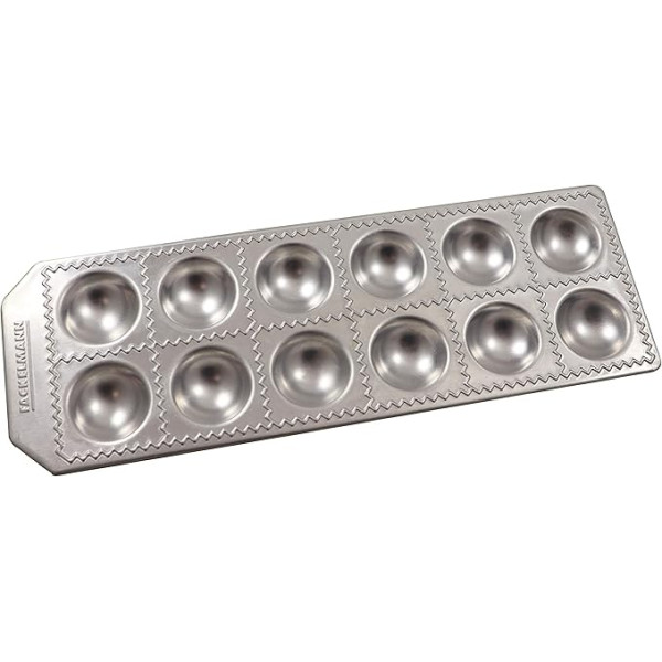 Fackelmann 40926 Домашние равиоли Круглая форма на 12 отпечатков. 34 x 11,5 x 2 см, Sybaris, (Цвет: Серебристый), Количество: 1 шт, алюминий, серебристый/черный