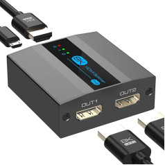 FQuanmap 8K HDMI Splitter 1 in 2 Out 4k 120Hz, HDMI 2.1 Splitter для двух мониторов Поддержка EDID Управление HDCP 2.3 HDR 10 для ноутбуков ПК ТВ-боксы DVD-плеер PS5/PS4/PS3