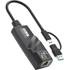 USB A/C Ethernet адаптер Gigabit Geschwindigkeit für MacBook, iPad Pro und mehr. Адаптер RJ45 LAN Treiberfrei, 10/100/1000 Мбит/с RJ45 Netzwerkadapter für ultimative Konnektivität
