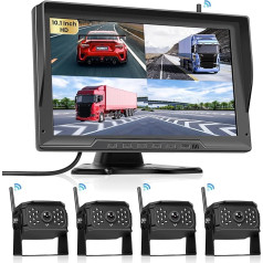 Hodozzy цифровая беспроводная камера заднего хода, 4 камеры с 10,1-дюймовым IPS монитором, IP68 водонепроницаемая камера заднего хода, стабильные ци