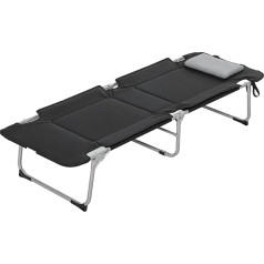 Outsunny Camp Bed Складная кровать для кемпинга с сумкой для переноски 183 x 66 x 33 см Кровать для гостей до 114 кг Кемпинговый шезлонг для взрослых Скла