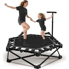 Фитнес-батут крытый складной с регулируемой ручкой - устойчивый и тихий ребаундер для детей и взрослых, статическая нагрузка до 600 кг, диаме