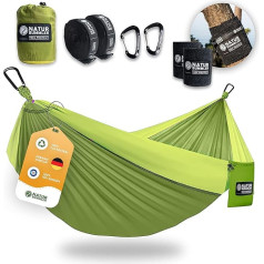 NATURBUMMLER® Открытый гамак [Tree Protec+] с защитой и креплением к дереву - 300 x 170 см для 1-2 человек - Ультралегкий и устойчивый к погодным условиям - Дву