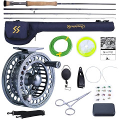 Sougayilang Fly Fishing Rod and Reel Combo 4 Piece Ultra Light Portable Fly Rod and CNC Machined Aluminum Reel with Rod Pocket