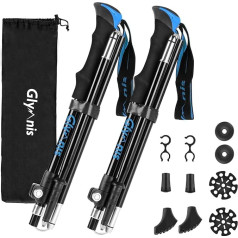 Складные туристические палки Glymnis из алюминиевого сплава 7075 и EVA, комплект из 2 штук, 36 см ~ 130 см, для походов, альпинизма, путешествий, черный/