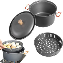 Кемпинговая кастрюля, посуда, большая емкость, для приготовления на пару, из алюминиевого сплава, жаропрочная, идеально подходит для барбе