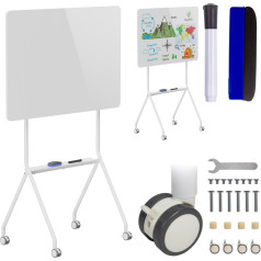 Мобильная доска с сухим лаком, горизонтальная ориентация, белая, односторонняя, с полкой, размеры доски 1190x790 мм, ER-306