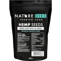 Семена конопли Nature Diet | 500 г | Очищенные | Богаты белком и клетчаткой | Веганские, без глютена и лактозы | Идеальны для кето, смузи и выпечки