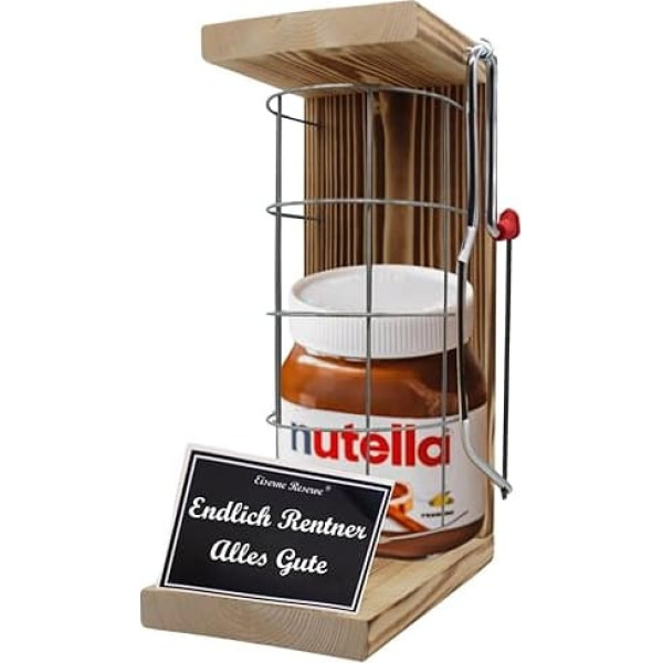 Nutella Подарок к выходу на пенсию (1 x 450 г) Железная клетка-резервуар с аварийной пилой Текст Черный / W Endlich Rentner Alles Gute