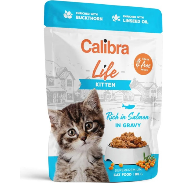 Calibra Кошачья жизнь пакетик для котят лосось в подливе 85 г