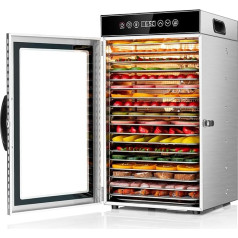 Коммерческий дегидратор Kwasyo 18 уровней, 800 Вт Дегидратор для продуктов из нержавеющей стали с циркуляцией воздуха на 360°, большая емкость дл