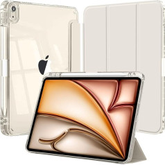 Чехол для iPad Air 13 дюймов M3/M2 (2025/2024) с держателем для пера и мягким TPU бампером, прозрачная задняя панель тонкая подставка ударопрочный защитн