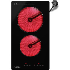 Керамическая варочная панель COVERCOOK 30 см, электрическая варочная панель с 2 зонами, варочная панель Domino для всех кастрюль, гладкая рабочая по