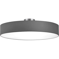 Trio Leuchten Hotel 603900511 Потолочный светильник металлический никель матовый тканевый абажур серый В комплекте 5 лампочек E27