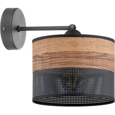 KAR LIGHTING Wall Light | 1 Bulb Wall Light | Metal Wall Light Imitation Wood | Colour: Black - Brown | Socket: E27 | Подвесной светильник для жилых и офисных помещений