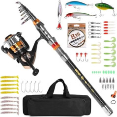 AMEEDA Allround Angelrute 1.8-3.6m Teleskop Angelrute Combo Und Reel Full Kit Spinning Angelrolle Gang Pole Set Angelschnur Köder Haken Jigkopf Einsteiger (Размер : 3.6m, Цвет : Черный)