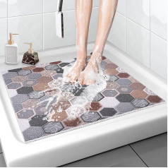 Нескользящий коврик для душа, 80 x 80 см, мягкий комфортный коврик для ванной с дренажными отверстиями, ПВХ мочалка для массажа, нескользящий 