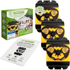 ISOTRONIC Комплект из 3 отпугивателей птиц на батарейках против голубей, чаек, ворон и других птиц Отпугиватель птиц с ультразвуком и световыми 