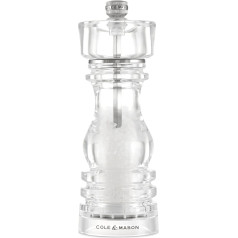Cole & Mason London Мельница для соли из акрила Коррозионностойкий керамический механизм Мельница для соли с регулируемым уровнем помола 180 мм Мел