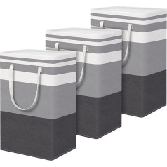 MEETOZ Большая корзина для белья, 75 л складная корзина для белья, хлопковая корзина с ручкой для хранения одежды в прачечной, ванной комнате (3 