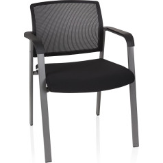 hjh OFFICE Meet 738105 Стул для посетителей ткань/сетка черный мягкий стул с подлокотниками штабелируемый стул для конференций