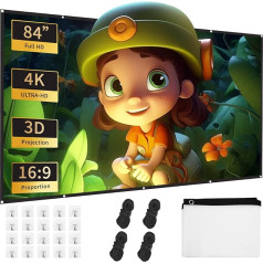84-дюймовый проектор на холсте, складной холст 16:9, простой подвесной экран с крючками, веревками, 84 дюйма для домашнего кинотеатра, кинотеат