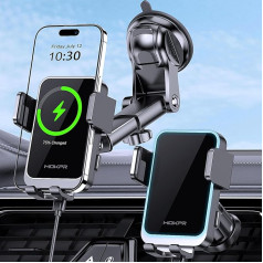 MOKPR Автомобильный держатель мобильного телефона с функцией зарядки, индуктивная зарядная станция 15 Вт, ветровое стекло для iPhone 16/15/14/13/12 и Sam