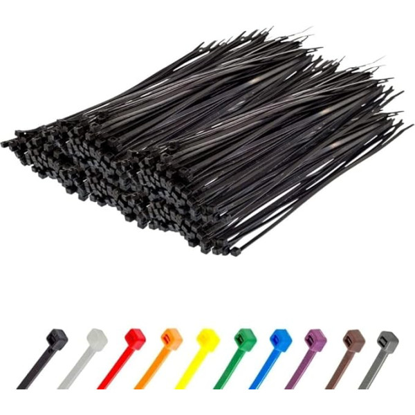 Кабельные стяжки Gocableties, 1000 штук, черные, 200 мм x 4,8 мм, прочность на разрыв 22,2 кг, устойчивость к ультрафиолету