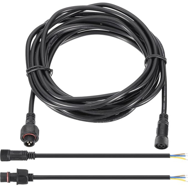 PATIKIL 16,4 Ft/ 5M 3-poliges Verlängerungskabel, 20AWG Wasserdichtes IP67-Verlängerungskabel mit 7,87