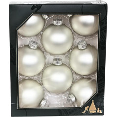 Елочные украшения Lauschaer - набор из 8 шариков, елочные шарики Lauscha, стеклянные шарики из лауша, эффект серебристого перламутра, с серебряной к