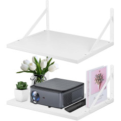 Wensdr Pack of 2 Projector Wall Mount Shelf, Projector Floating Bracket, Rack Holder for Wall, Modem Shelf/Cable Box/Router Storage Stand, Router Modem Cable Box Stand White