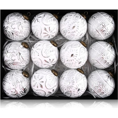 Винтажные рождественские украшения для украшения деревьев - деревенские рождественские шары серебристо-белые рождественские украшения 80